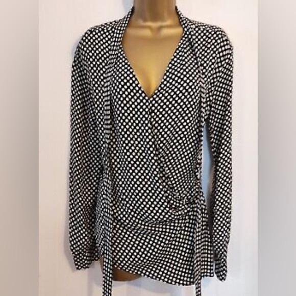Zara Studio black & white polka dot tie neck blouse - size Small (S) - Picture 4 of 6